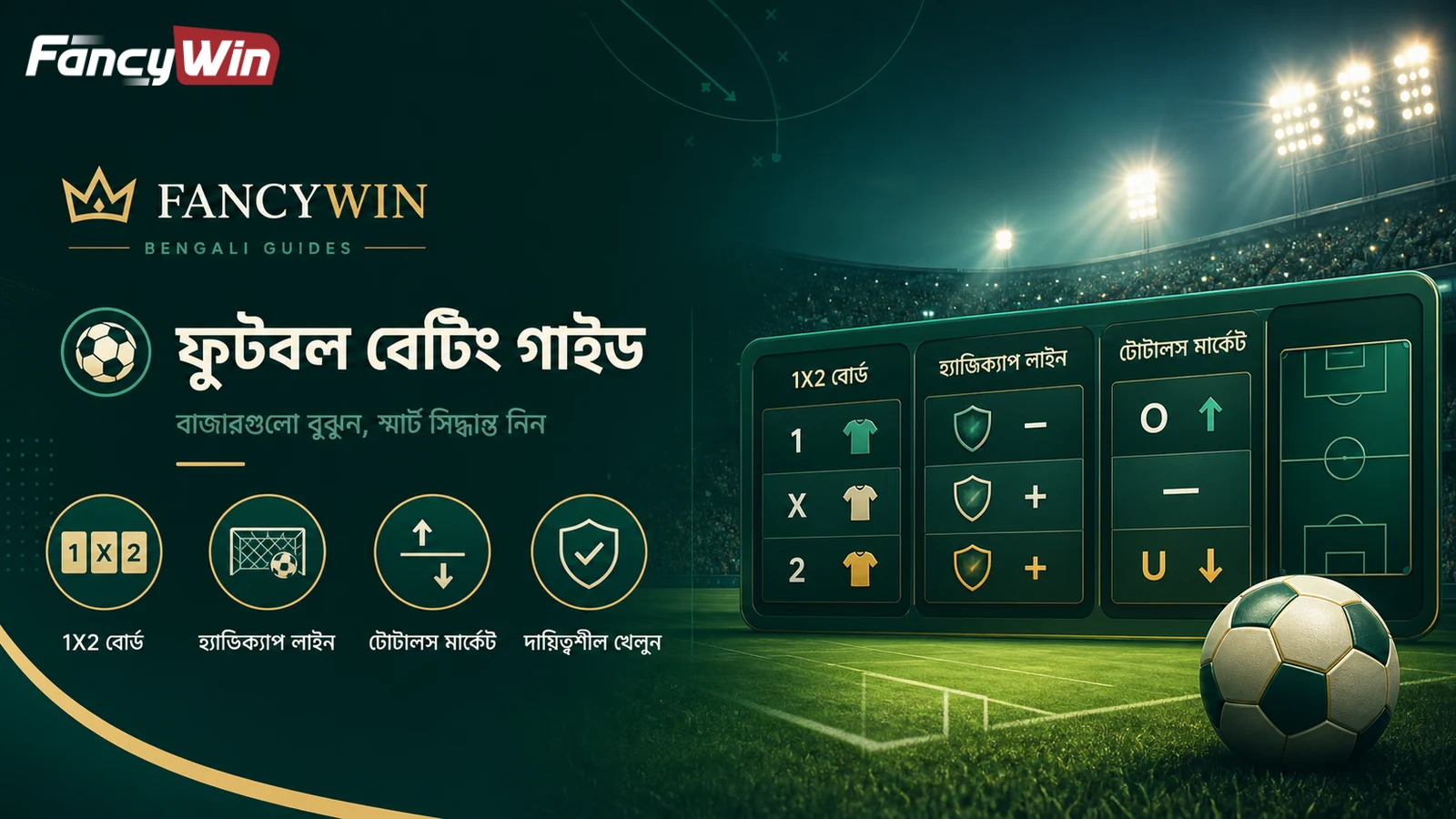 ফুটবল বাজি: 1X2, হ্যান্ডিক্যাপ ও মোট বুঝুন ফুটবল বাজিতে 1X2, হ্যান্ডিক্যাপ ও মোট গোল বোঝার চিত্র