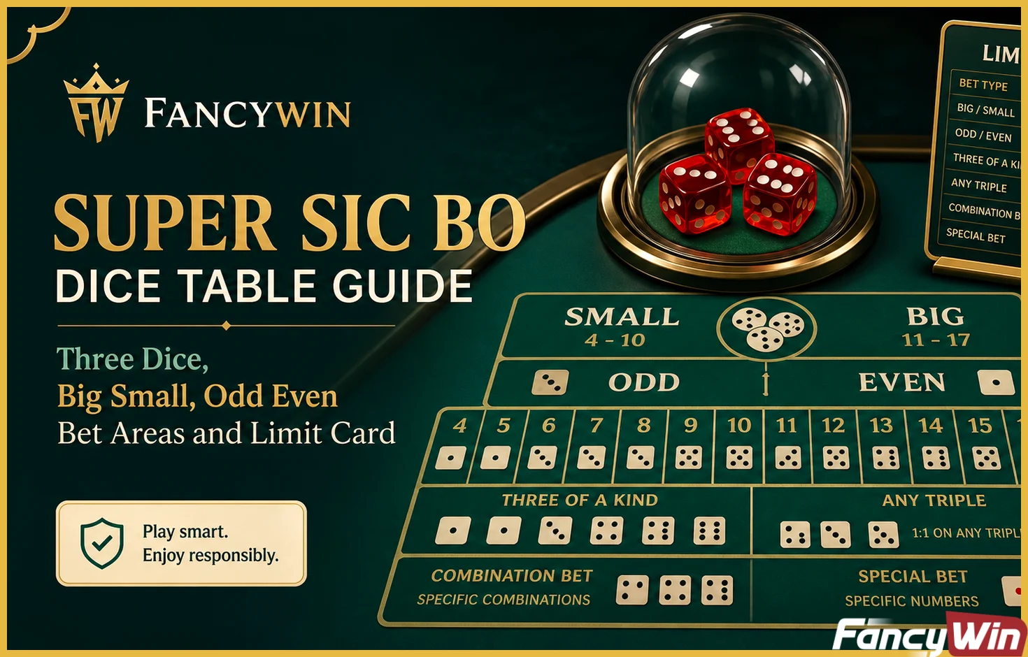 Super Sic Bo-এর dice, bet type ও table limit guide visual