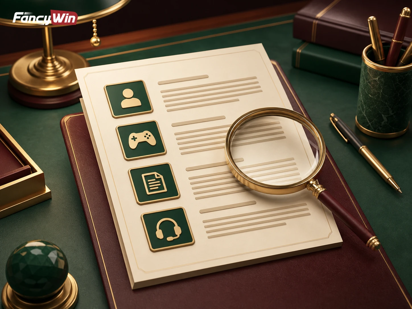 Fancywin service terms document review ও account-use section-এর visual
